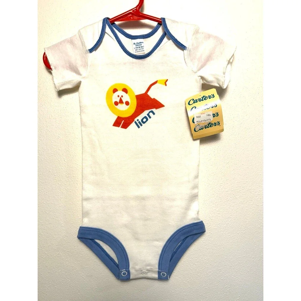 Carter's White Lion Graphic Short Sleeve Baby Onesie